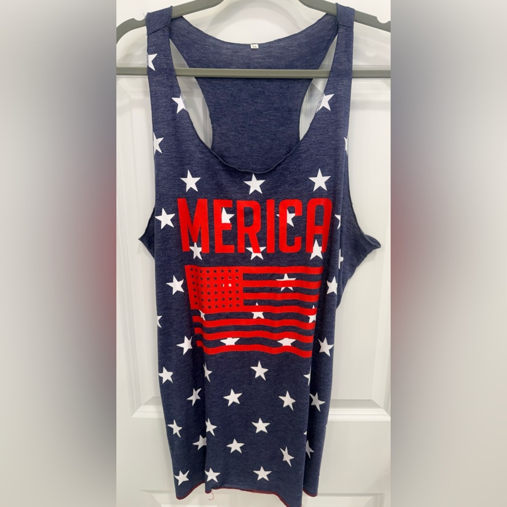Patriotic Tank Top with Stars and Stripes